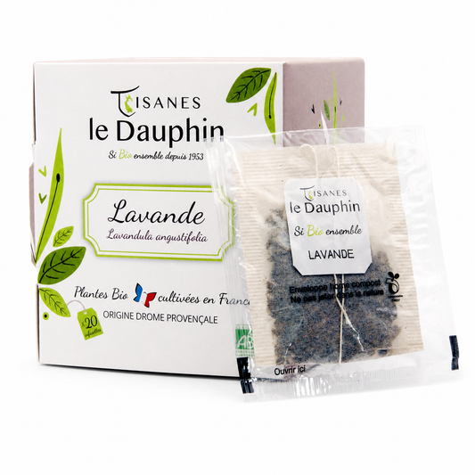Tisane lavande Bio – packshot sur fond blanc