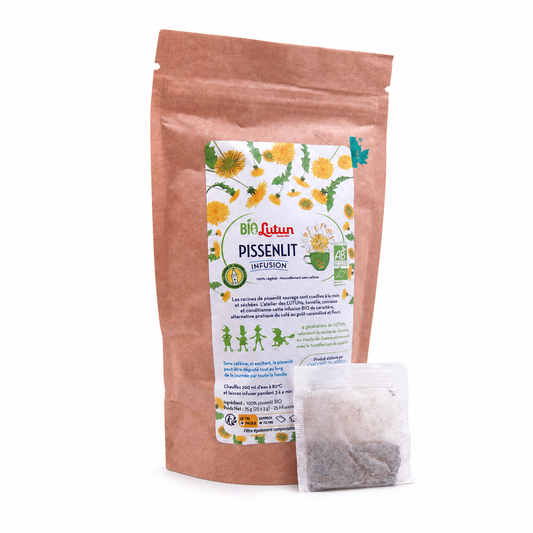 Tisane pissenlit Lutun Bio – packshot sur fond blanc
