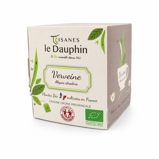 Tisane Bio Verveine – boîte, packshot sur fond blanc